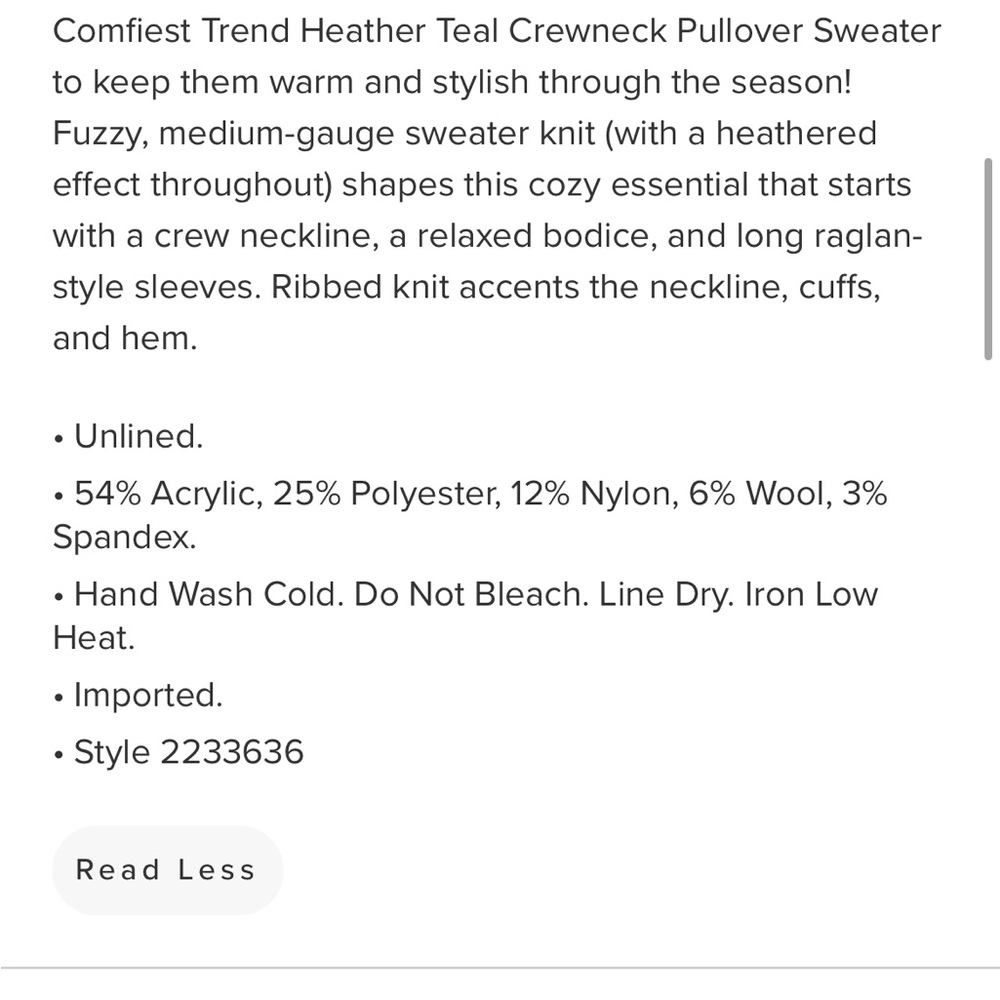 Lulu's Teal Crew Neck Sweater with Long Sleeves - Picture 5 of 6